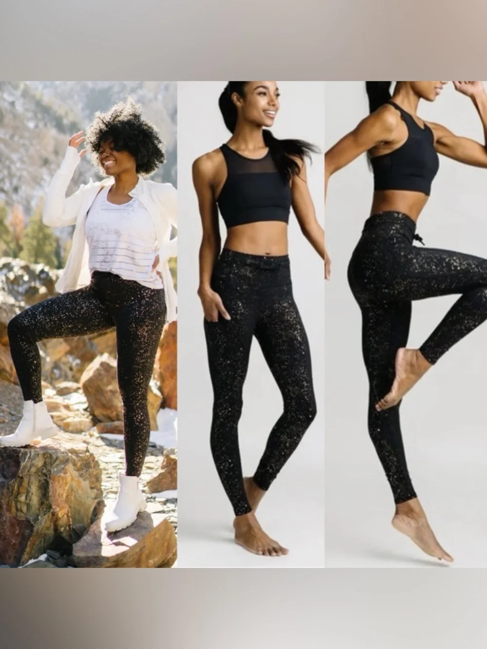 Zyia Active Black Stay Gold Pocket Drawstring Luxe 28” Leggings Size 2 - Picture 1 of 6